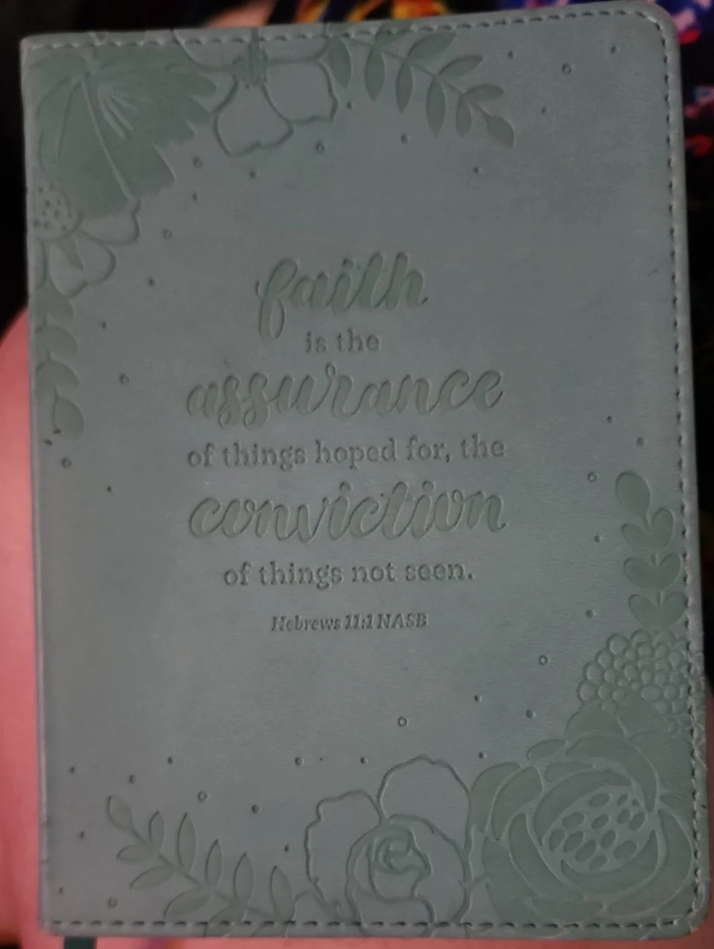 Christian Art Gifts Hebrews 11:1 Faith Blue Faux Leather Journal Notebook